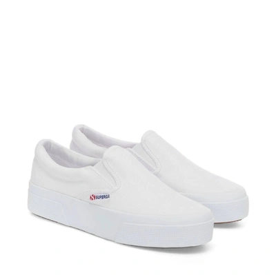 Shop Superga 2740 Platform Slip On Shoes In White