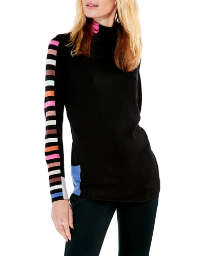 Shop Nic + Zoe Stripes Aside Vital Turtleneck Sweater In Black