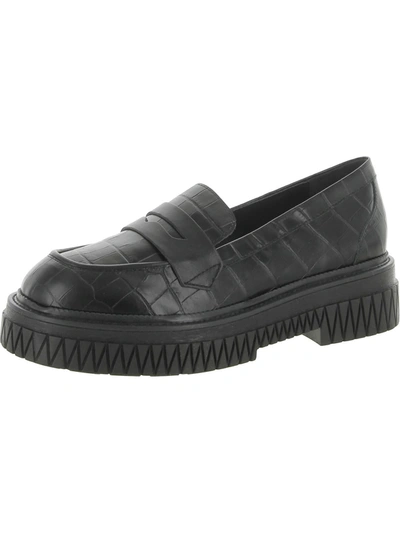 Shop Schutz Viola Womens Snake Skin Slip On Loafers In Black