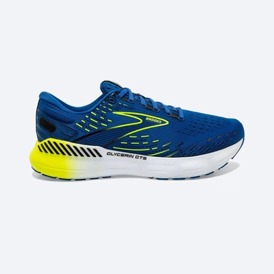 Shop Brooks Men's Glycerin Gts 20 Running Shoes In Blue/nightlife/white In Multi