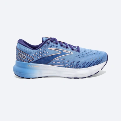 Shop Brooks Women's Glycerin 20 Running Shoes In Blissful Blue/peach/white In Multi
