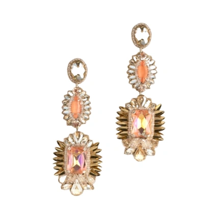 Shop Deepa Gurnani Klara Earring In Peach In Pink