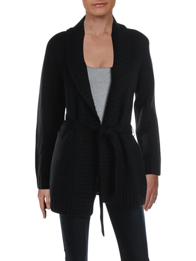 Shop Elie Tahari Womens Wool Open Front Cardigan Sweater In Black