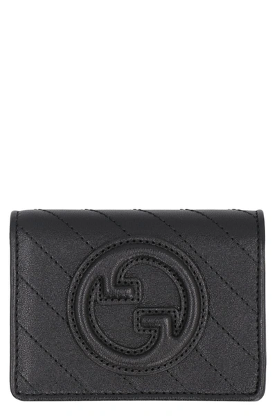 Shop Gucci Blondie Leather Card Holder In Black