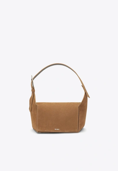 Shop Attico 7/7 Suede Shoulder Bag In Brown