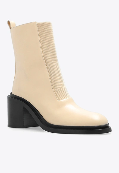 Shop Jil Sander 95 Leather Ankle Boots In Cream