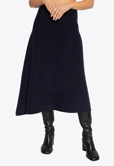 Shop Jil Sander A-line Wool Midi Skirt In Navy
