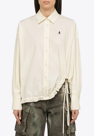 Shop Attico Asymmetric Long-sleeved Shirt In Cream