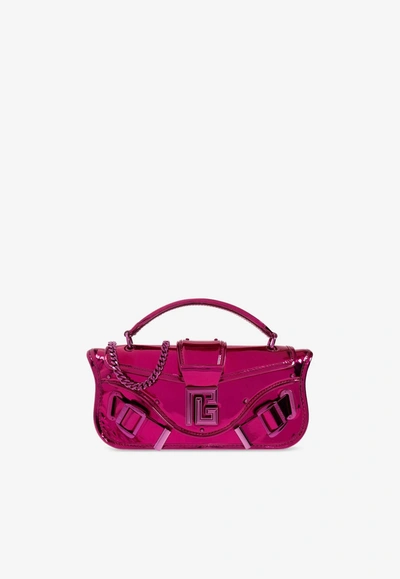 Shop Balmain Blaze Mirror-effect Top Handle Bag In Pink