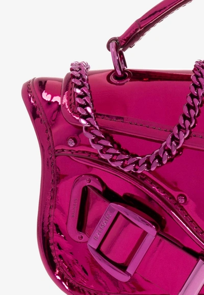 Shop Balmain Blaze Mirror-effect Top Handle Bag In Pink