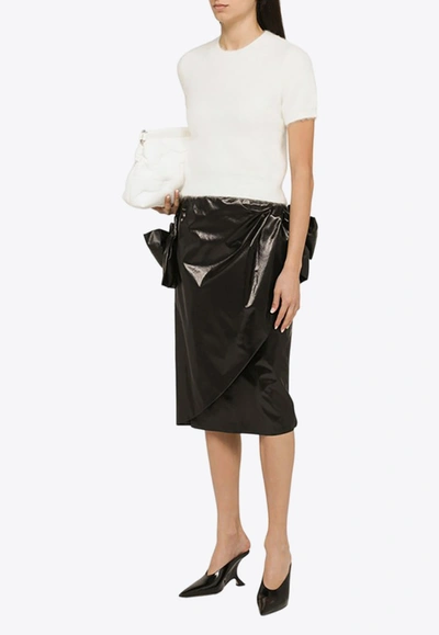 Shop Maison Margiela Bow-detail Pencil Midi Skirt In Black