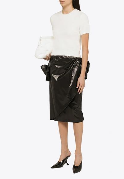 Maison Margiela Bow-detail Pencil Midi Skirt In Black