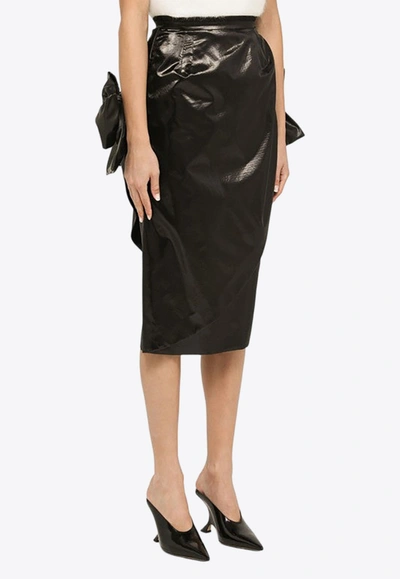 Maison Margiela Bow-detail Pencil Midi Skirt In Black