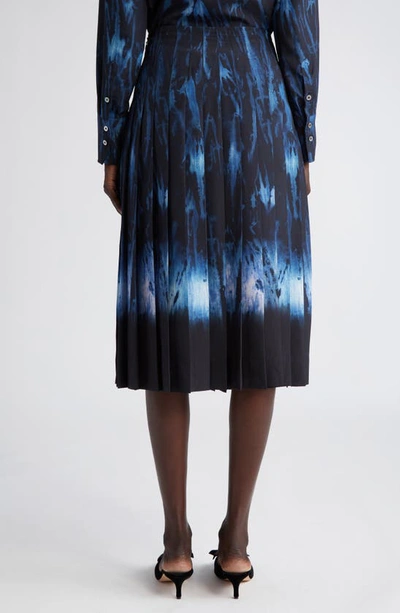 Shop Altuzarra Tullius Pleated High Waist A-line Midi Skirt In Berry Blue Shibori