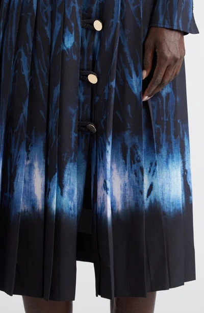 Shop Altuzarra Tullius Pleated High Waist A-line Midi Skirt In Berry Blue Shibori