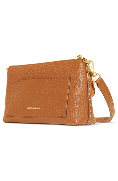 Shop Rebecca Minkoff Darren Top Zip Leather Crossbody Bag In Caramello