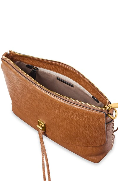 Shop Rebecca Minkoff Darren Top Zip Leather Crossbody Bag In Caramello