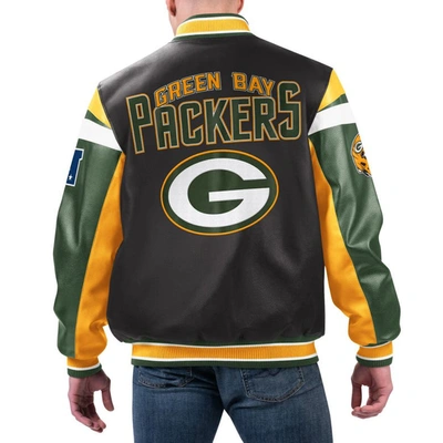 Shop G-iii Sports By Carl Banks Black Green Bay Packers Full-zip Varsity Jacket