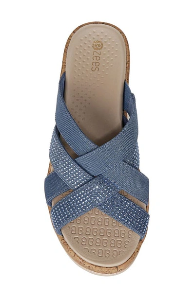 Shop Bzees Reign Crystal Embellished Slide Sandal In Blue