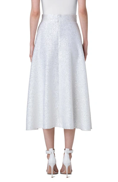 Akris Women's Sequined Wool-blend Flare Midi-skirt In Ecru