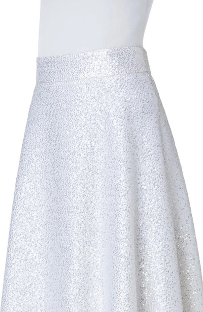 Shop Akris Sequin Wool Blend A-line Midi Skirt In Ecru