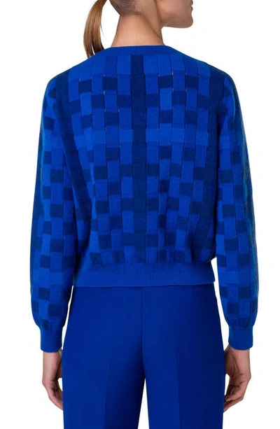 Shop Akris Braided Cashmere & Wool Sweater In 777 Ink-light Denim-denim