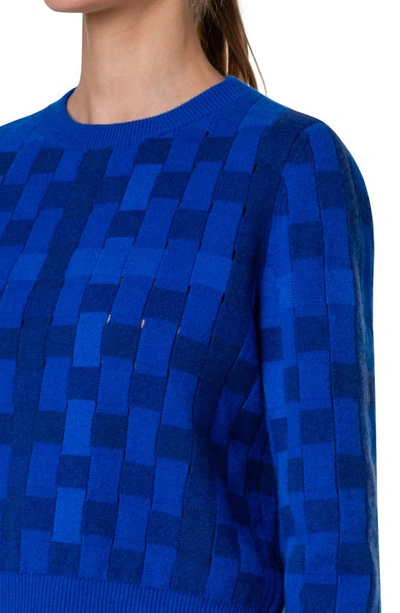 Shop Akris Braided Cashmere & Wool Sweater In 777 Ink-light Denim-denim