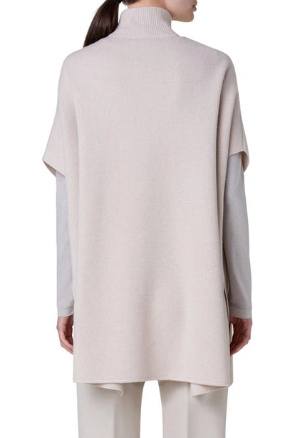 Shop Akris Stand Collar Cashmere Cape In Greige