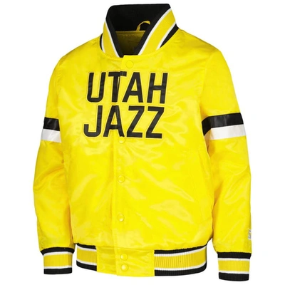 Shop Starter Youth  Yellow Utah Jazz Home Game Varsity Satin Full-snap Jacket