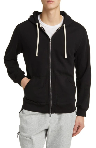 Shop Reigning Champ Classic Midweight Terry Full Zip Hoodie In Black
