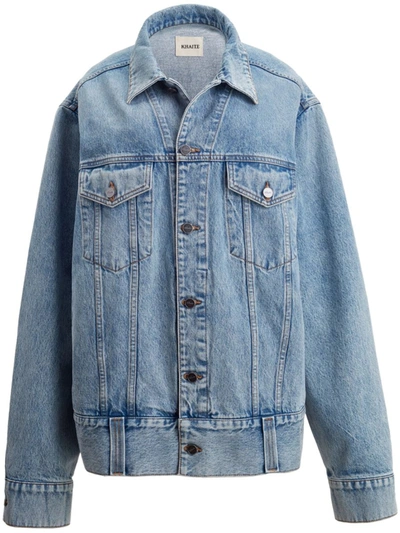 Shop Khaite Grizzo Denim Jacket In Clear Blue