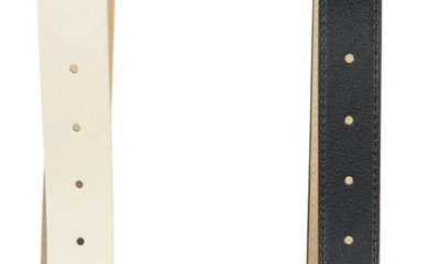Shop Steve Madden 2-pack Faux Leather Belts In Black/ Cream