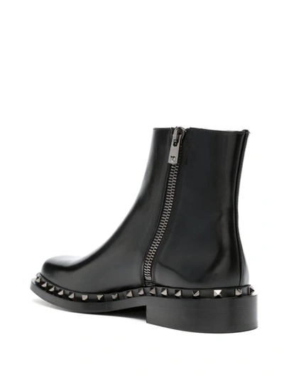 Valentino M-way Rockstud Ankle Boot In Calfskin Leather In Black