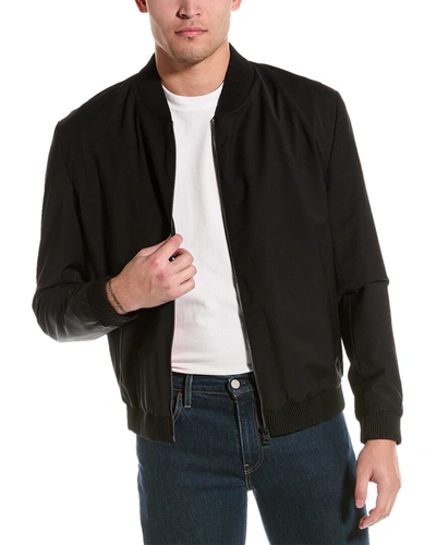 Shop Hugo Boss Hugo  Wool-blend Bomber Jacket In Black