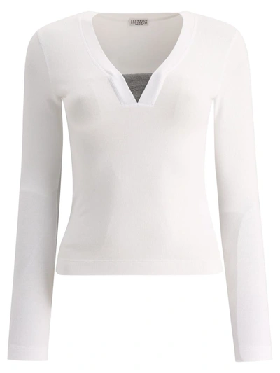Shop Brunello Cucinelli "precious Insert" T-shirt In White
