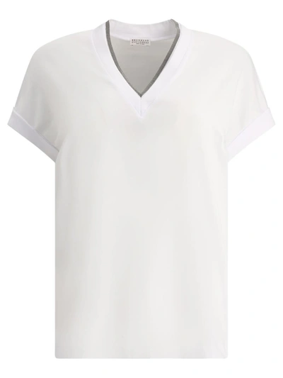 Shop Brunello Cucinelli "precious Collar" T-shirt In White