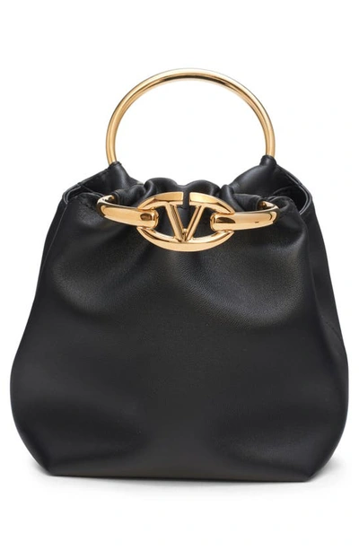 Shop Valentino Small Carry Secrets Leather Bucket Bag In Nero