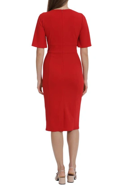 Shop Maggy London Flutter Sleeve Midi Dress In Racing Red