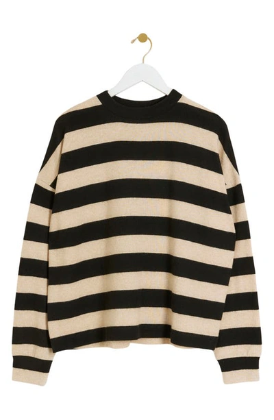Shop River Island Cozy Stripe Sweatshirt In Black