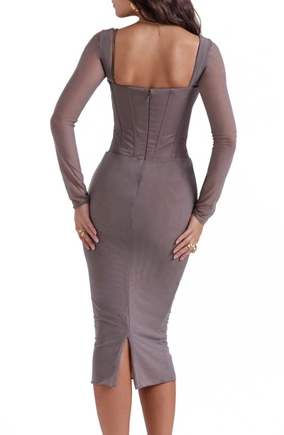 House Of Cb Safran Long Sleeve Midi Dress In Mocha