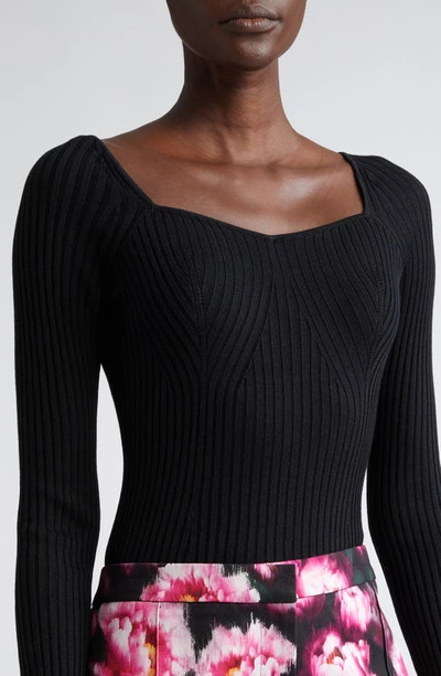 Shop Adam Lippes Florentine Silk & Cashmere Rib Sweater In Black