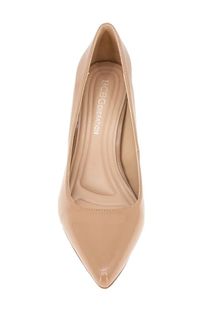 Shop Bcbgeneration Midana Pointed Toe Pump In Tan Patent
