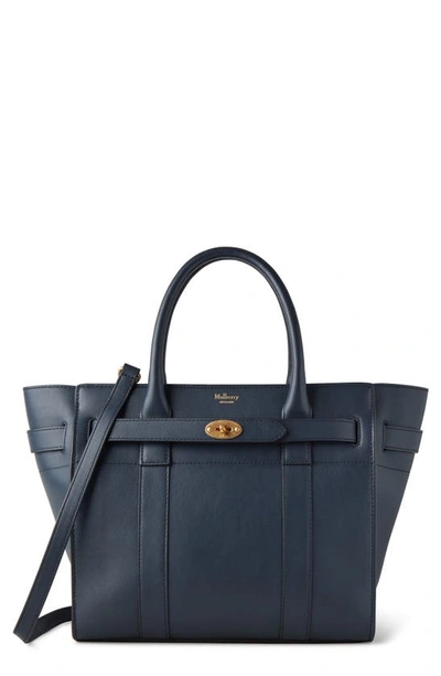 Shop Mulberry Small Zipped Bayswater Leather Satchel In Night Sky