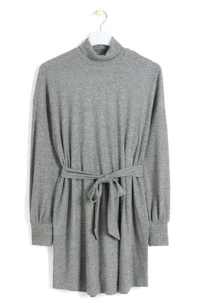 Shop River Island Turtleneck Long Sleeve Thermal Knit Dress In Grey