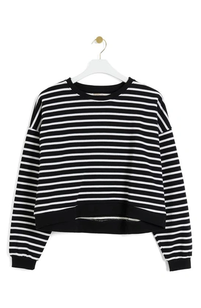 Shop River Island Stripe Crop Sweatshirt In Black