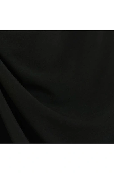 Shop River Island Drape One-shoulder Midi Dress In Black