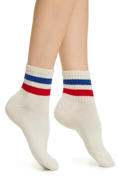 Shop American Trench Retro Quarter Socks In Royal/ Red
