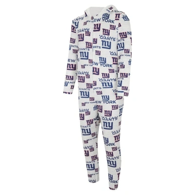 Shop Concepts Sport White New York Giants Allover Print Docket Union Full-zip Hooded Pajama Suit