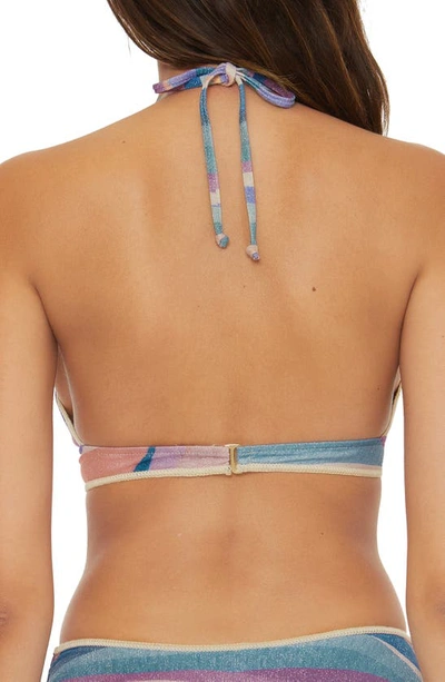 Shop Becca Sound Waves Metallic Halter Bikini Top In Multi