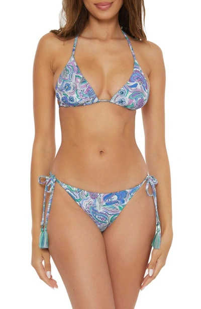 Shop Becca Mystique Reversibe Tie Side Bikini Bottoms In Blue Multi